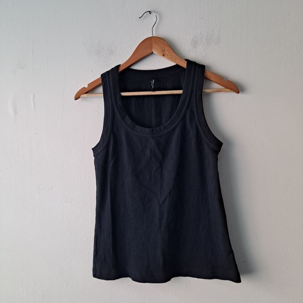 American Giant Rib Tank Sleeveless Stretch Scoop Neck Top Black Womens Size XS - Picture 4 of 10